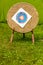 Shooting target and bullseye with many bullet holes