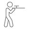 Shooting thin line icon, hunting and shotgun, man with riffle sign, vector graphics, a linear pattern on a white