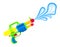 Shooting water gun. Bright multi-colored children s toy. Isolated object. Flat vector illustration on white background.