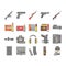 Shooting Weapon And Accessories Icons Set Vector .