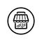 Shop building. Simple store. Marketplace. Commerce outline icon in a circle. Vector illustration