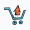 Shop cart upload color vector icon. Drawing sketch illustration hand drawn line eps10
