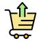 Shop cart upload icon color outline vector
