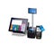 Shop cash register, printer and card payment terminal