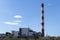 Shop and chimney of a thermal power station