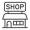 Shop line icon, Black Friday concept, Marketplace sign on white background, store building icon in outline style for