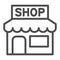 Shop line icon, street market concept, Showcase kiosk sign on white background, store icon in outline style for mobile