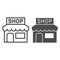 Shop line and solid icon, street market concept, Showcase kiosk sign on white background, store icon in outline style