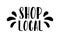 SHOP LOCAL hand drawn text and doodles badges, logo, icons.