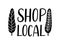 SHOP LOCAL hand drawn text and doodles badges, logo, icons.