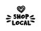 SHOP LOCAL hand drawn text and doodles badges, logo, icons.