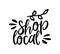 SHOP LOCAL hand drawn text and doodles badges, logo, icons.