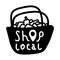 Shop local - hand lettering inscription for local store, family shop, farmers market banner, calligraphy vector illustration.