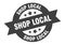 shop local sign. round ribbon sticker. isolated tag