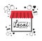 Shop local in store with bags hearts and stars vector design