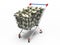Shop pushcart with dollars