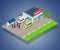 Shop refueling concept banner, isometric style
