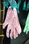 Shop of special clothes. Gloves for protection of hands, they are ready to sell on the road