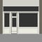 Shopfront with Black Windows. Light Store Facade. Vector.