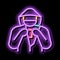 Shoplifter with Goods neon glow icon illustration