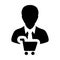 Shopper icon vector with male customer person profile avatar symbol for shopping in Glyph Pictogram