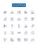 Shopper line icons signs set. Design collection of Shopper, Buyer, Consumer, Shopper lifter, Retailer, Spender, Client