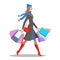 Shopper young woman. Stylish girl with shopping bags