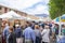 Shoppers browse the stalls at the Salamanca Markets