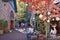 Shoppers in the courtyard of the Village Shoppes in Gatlinburg, Tennessee, USA