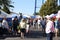 Shoppers walk through a farmers and artisan market.