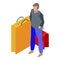 Shopping addiction icon, isometric style