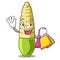 Shopping baby corn isolated with the mascot