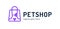 Shopping bag with dog petshop logo vector symbol Pet Shop logotype Modern animal icon labels for shops and bags, veterinary