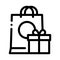 Shopping Bag with Gift Inside Icon Vector Outline Illustration