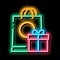 Shopping Bag with Gift Inside neon glow icon illustration