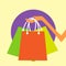 Shopping Bag Hand Icon Colorful Flat Design