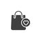 Shopping bag and heart vector icon