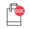 Shopping bag icon and D2C direct-to-consumer acronym