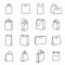 Shopping Bag Icons. Collection of Black Line Icons Isolated on White Background
