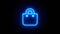 Shopping Bag neon sign appear in center and disappear after some time. Loop animation of blue neon icon