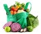 Shopping bag with variety of fresh organic vegetables