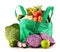 Shopping bag with variety of fresh organic vegetables