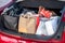 Shopping bags in car