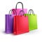 Shopping bags group vector concept. Empty paper bags with assorted colors for fashion