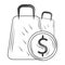 shopping bags money commerce, sketch style design vector