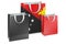 Shopping bags with Papuan New Guinean flag. Shopping in Papua New Guinea, concept. 3D rendering