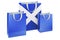 Shopping bags with Scottish flag. Shopping in Scotland, concept. 3D rendering