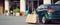 shopping bags and supplies needs next to family car trunk at a shopping mall parking with copy space area, Generative AI