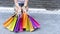 Shopping bags of women crazy shopaholic person at fashion shopping mall indoor. Fashionable Woman love online shopping website