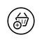 Shopping basket. Add product. Commerce outline icon in a circle. Vector illustration